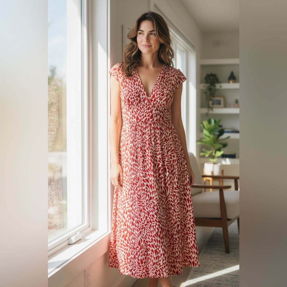 Reformation Red and White Maxi Dress